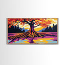 Sunset Landscape, River Reflection, Colorful Nature, Framed Canvas Print, Modern Wall Art, Living Room Decor, Bold Sunset Painting