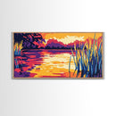 Floating Boat, River Serenity, Peaceful Landscape, Framed Canvas Print, Vibrant Water Art, Meditation Wall Decor, Tranquil Scene