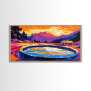 Sunset Bench, Peaceful Reflection, Romantic View, Framed Canvas Print, Minimalist Wall Art, Bedroom Decor, Warm Sunset Scene
