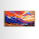 Sunset Cabin, Lakeside Home Decor, Rustic Art, Colorful Landscape, Vibrant Wall Art, Framed Canvas Print, Living Room Wall Art