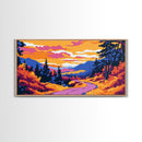 River Reflection, Tranquil Nature Art, Sunset Glow, Vibrant Water Scene, Peaceful Landscape, Framed Canvas Print, Dining Room Wall Art