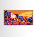 Desert House, Adobe Home, Southwest Art, Rustic Landscape, Framed Canvas Print, Western Wall Decor, Fall Aesthetic, Boho Art