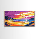 Golden Beach, Ocean Horizon, Tropical Artwork, Framed Canvas Print, Beach House Wall Art, Relaxing Landscape, Vibrant Decor