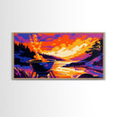 Lakeside Barbecue, Outdoor Grill Art, Sunset Picnic Scene, Framed Canvas Print, Rustic Home Decor, Cabin Wall Art, Nature Lover Gift