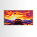 Bird Nest, Vibrant Sky Art, Nature Landscape, Sunset Glow, Warm Home Decor, Framed Canvas Print, Rustic Wall Art, Living Room Accent