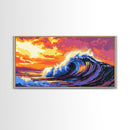 Ocean Wave, Surf Art, Beach Wall Decor, Canvas Print, Nautical Painting, Vibrant Seascape, Coastal Home Art, Colorful Surfing Scene