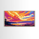 Vibrant Sky Over Water, Framed Canvas Print, Colorful Sunset Art, Bold Nature Painting, Modern Landscape, Living Room Wall Art