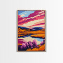 Autumn Lake Art, Vibrant Landscape Painting, Colorful Nature Canvas Print, Rustic Cabin Wall Decor, Boho Home Art, Living Room Wall Art
