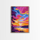 Colorful Evening, River Sunset Painting, Bold Nature Art, Dreamy Landscape, Canvas Print, Bedroom Wall Art, Modern Home Decor