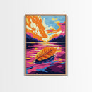 Floating Leaf, Autumn Lake, Vibrant Nature, Canvas Print, Fall Wall Art, Colorful Painting, Home Office Decor, Rustic House Gift