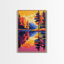 Reflections, Fall Landscape, Colorful Nature, Framed Canvas Print, Home Decor, Living Room Art, Vibrant Wall Art, Autumn Water Scene