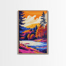 Mountain Lake, Autumn Trees, Scenic Landscape, Canvas Print, Cabin Wall Art, Nature Inspired Home Decor, Fall Colors, Modern Rustic Art