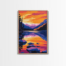 Tranquil Lake, Sunset Glow, Nature Reflection, Peaceful Art, Relaxing Home Decor, Bedroom, Cabin Theme, Canvas Print, Serene Colors