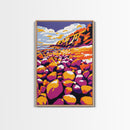 Rocky Beach, Coastal Wall Art, Bold Color Palette, Ocean Sunset, Canvas Print, Nautical Decor, Beach House Art, Abstract Landscape