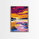 Serene Sunset, Tranquil Water, Vibrant Sky, Nature Wall Art, Canvas Print, Peaceful Lake, Bedroom Decor, Abstract Landscape