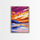 Snowy Lake, Cold Serenity, Vibrant Sky, Wilderness Escape, Canvas Print, Cozy Home Wall Art, Winter Cabin Decor, Nature Inspired