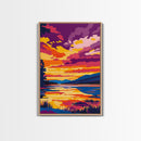Golden Sunset, Reflective Waters, Moody Sky, Nature Tranquility, Canvas Print, Living Room Wall Art, Vibrant Home Decor, Modern