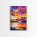 Sunset Glow, Colorful Lake Painting, Scenic Nature Print, Framed Canvas Print, Boho Wall Decor, Bedroom Art, Modern Landscape Art