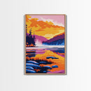 Mountain Serenity, Forest River Painting, Vibrant Landscape Art, Framed Canvas Print, Cabin Wall Decor, Outdoor Inspired Art, Rustic Style