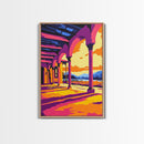 Spanish, Archway, Sunset, Architecture, Framed Canvas Print, Mediterranean Wall Art, Rustic Decor, Travel Art, Warm Tones Home Decor