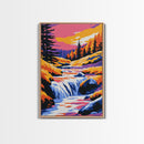 Waterfall, Autumn Landscape, Vibrant Nature, Wall Art, Canvas Print, Rustic Home Decor, Cabin Art, Fall Living Room, Colorful Art