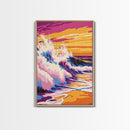 Ocean Waves, Sunset Beach, Coastal Vibes, Canvas Print, Tropical Wall Art, Surf Art, Vibrant Home Decor, Living Room Artwork