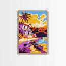 Tropical Beach, Seaside Paradise, Palm Trees, Canvas Print, Coastal Wall Art, Vacation Home Decor, Vibrant Beach Landscape