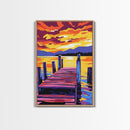 Lake Sunset, Peaceful Dock, Tranquil Evening, Canvas Print, Vibrant Landscape, Nature Home Decor, Cabin Wall Art