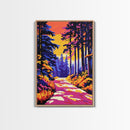 Forest Path, Autumn Glow, Framed Canvas Print, Nature Wall Art, Boho Landscape, Modern Rustic Decor, Large Artwork, Bedroom Art, Gift Idea