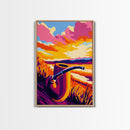 Tobacco Pipe, Sunset, Framed Canvas Print, Vintage Wall Art, Retro Decor, Gift Idea, Man Cave Art, Nostalgic Painting, Rustic Home Decor