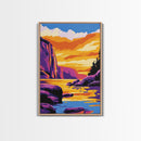 Sunset Lake, Vibrant Wall Art, Framed Canvas Print, Modern Landscape Art, Home Decor, Living Room Art, Nature Print, Fall Wall Art
