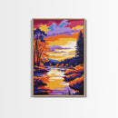 Autumn Lake, Rustic Nature Art, Framed Canvas Print, Cozy Cabin Wall Decor, Vibrant Fall Scene, Seasonal Home Art, Colorful Landscape