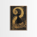 Golden Yin Yang, Framed Canvas Print, Zen Wall Art, Spiritual Energy, Feng Shui Decor, Abstract Taoist Art, Yoga Room, Asian Home Accent