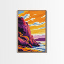 Rocky Shores, Coastal Sunset Art, Framed Canvas Print, Beach Landscape, Vibrant Home Decor, Ocean View Art, Nautical Wall Print