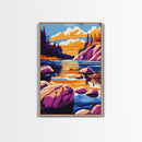 Sunset Lake, Autumn Wall Art, Vibrant Nature Decor, Modern Cabin Print, Framed Canvas Print, Rustic Landscape, Living Room Art