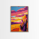 Sunset Blanket, Cozy Art Print, Bohemian Wall Decor, Warm Tones Painting, Relaxing Art, Vibrant Living Room Art, Canvas Print