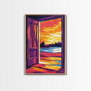 Open Door, Sunset View Art, Warm Glow Painting, Inviting Home Decor, Inspirational Wall Art, Cozy Interior Design, Framed Canvas Print