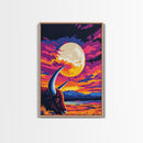 Buffalo Moon, Western Art, Vibrant Sunset, Wildlife Painting, Canvas Print, Rustic Home Decor, Cabin Wall Art, Bold Colorful Art
