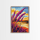 Vibrant Wheat Field, Rustic Sunset Landscape, Golden Hour Painting, Autumn Country Art, Framed Canvas Print, Farmhouse Kitchen Wall Art