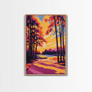 Forest Glow, Sunset, Trees, Shadows, Canvas Print, Fall Wall Art, Vibrant Landscape, Nature Painting, Cozy Living Room, Rustic Cabin Art