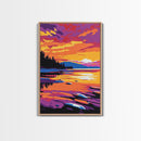 Tranquil Waters, Sunset Reflections, Nature Art, Serene Lake Scene, Canvas Print, Bedroom Wall Art, Boho Aesthetic, Vibrant Colors