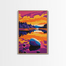 Sunset Reflection, Lake Art, Tranquil Scene, Nature Wall Decor, Framed Canvas Print, Rustic Cabin Art, Serene Home Decor, Fall Aesthetic