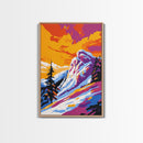 Mountain View, Snowy Peak, Alpine Scene, Bold Nature Art, Canvas Print, Wilderness Wall Decor, Adventure Home Art, Ski Lodge Aesthetic