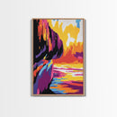 Cliffside Sunset, Ocean View, Coastal Landscape, Framed Canvas Print, Beach Wall Art, Sunset Painting, Vibrant Home Decor, Large Artwork