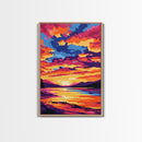 Colorful Sunset, Lake Reflections, Nature Art, Canvas Print, Fall Home Decor, Boho Aesthetic, Bedroom Wall Art, Vibrant Painting