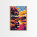 Autumn Landscape, Trees, Sunset Art, Canvas Print, Fall Wall Art, Nature Painting, Rustic Home Decor, Cozy Aesthetic, Warm Colors