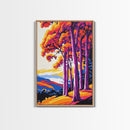 Fall Trees, Bold Landscape Art, Framed Canvas Print, Warm Tones Wall Decor, Nature Painting, Living Room Art, Autumn Colors, Modern Art