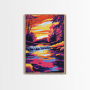 River Sunset, Serene Landscape Art, Canvas Print, Vibrant Nature Painting, Water Reflection Art, Relaxing Home Decor, Modern Wall Art