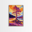 Ancient Tree, Bold Forest Art, Canvas Print, Vibrant Nature Painting, Autumn Landscape, Rustic Wall Decor, Living Room Art, Modern Style