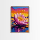 Water Lily, Vibrant Floral Art, Framed Canvas Print, Nature Painting, Serene Pond Decor, Zen Wall Art, Relaxing Home Decor, Office Art